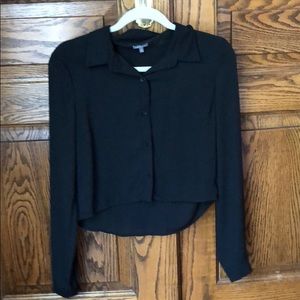 Cropped collared button up shirt